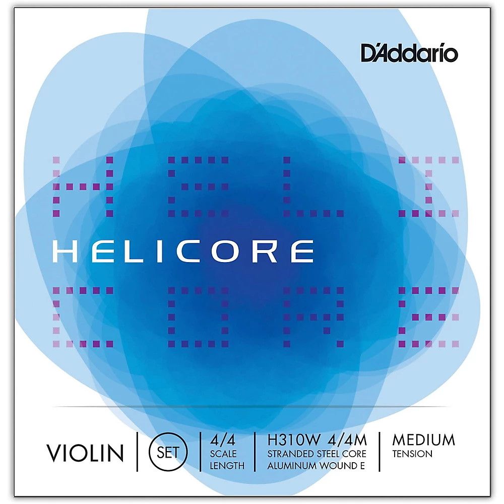 D'Addario Helicore Violin Set Strings 4/4 Size Medium Wound E