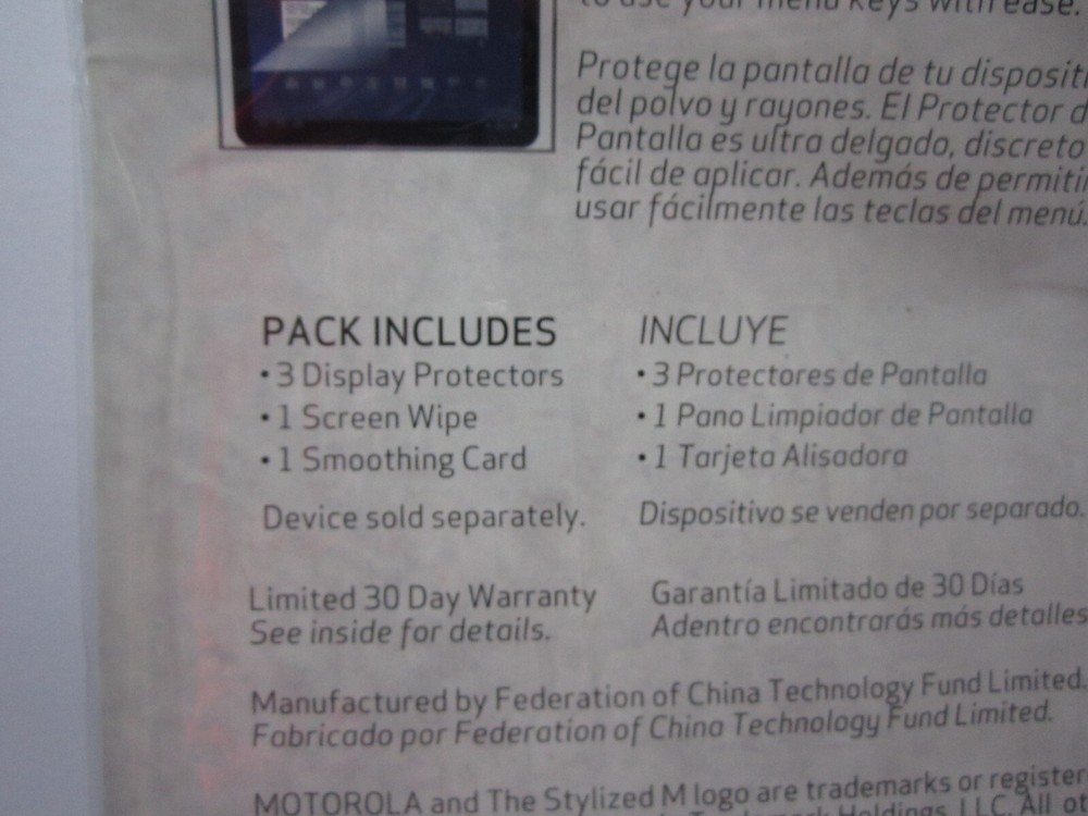 Motorola Xoom Tablet Display Screen Protector MOTMZ600 New