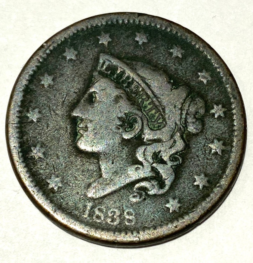 1838 Large Cent  Nice Looking   Fine  #4