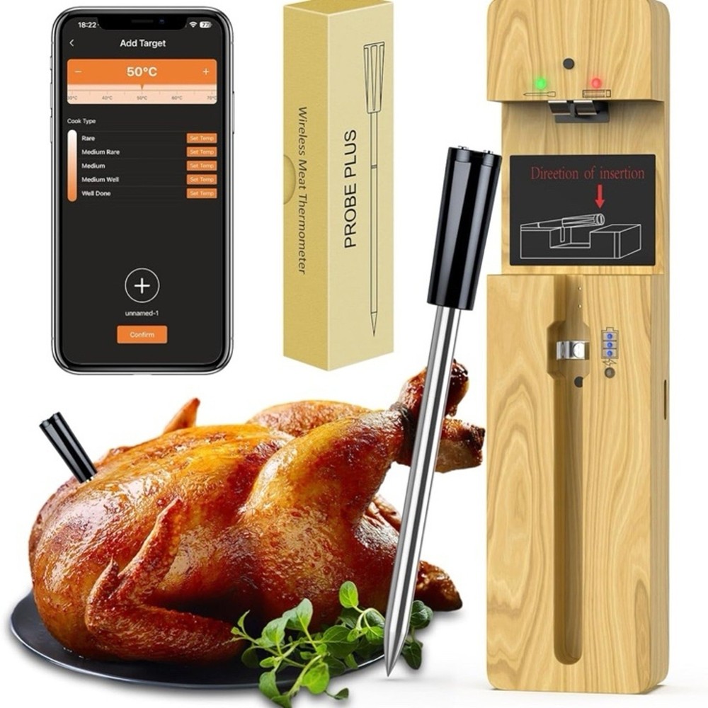 Wireless Meat Thermometer Bluetooth with Ceramic Probe: Waterproof Digital Oven