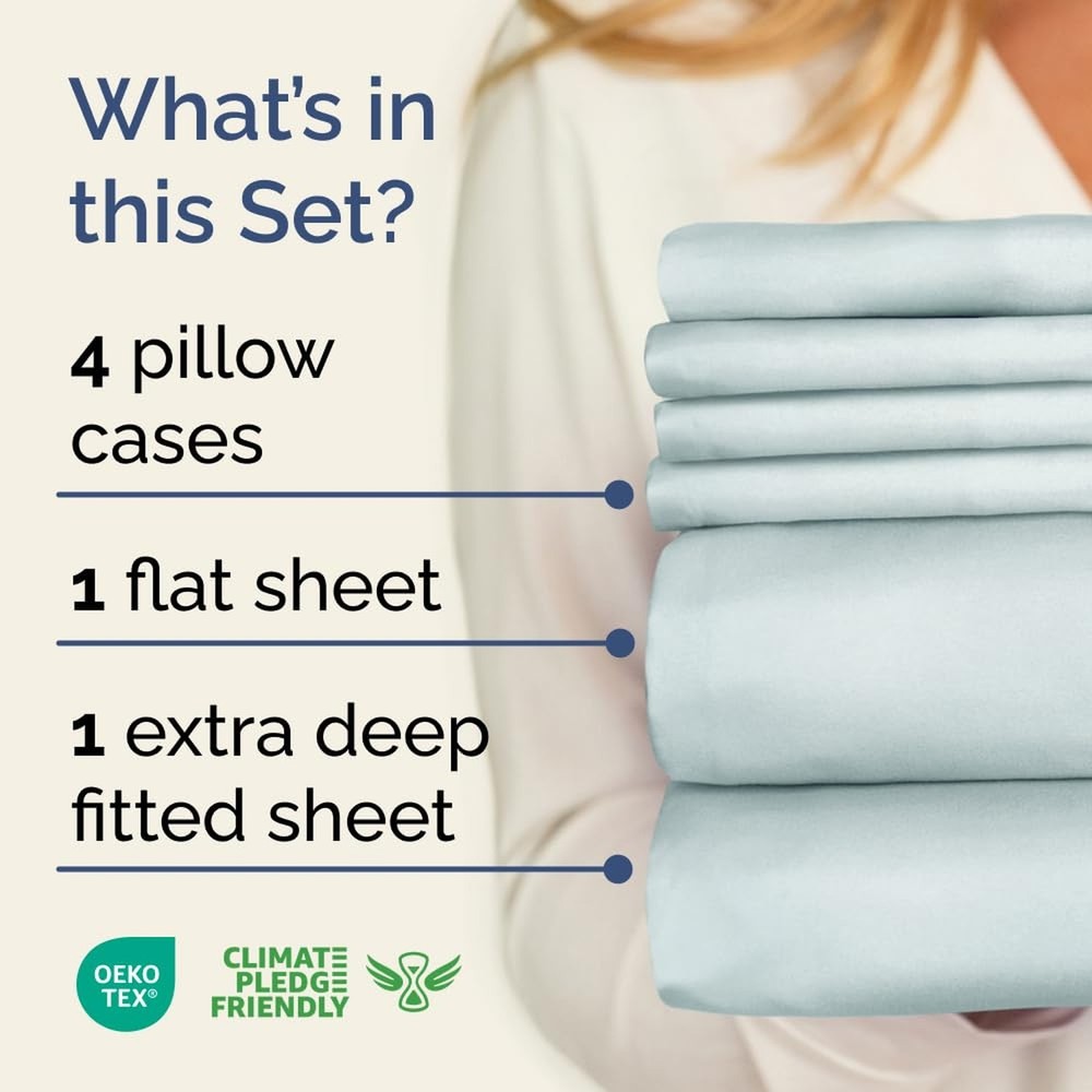 Extra Deep King Sheet Set - 6 Piece Breathable & Cooling Sheets - Hotel Luxur...