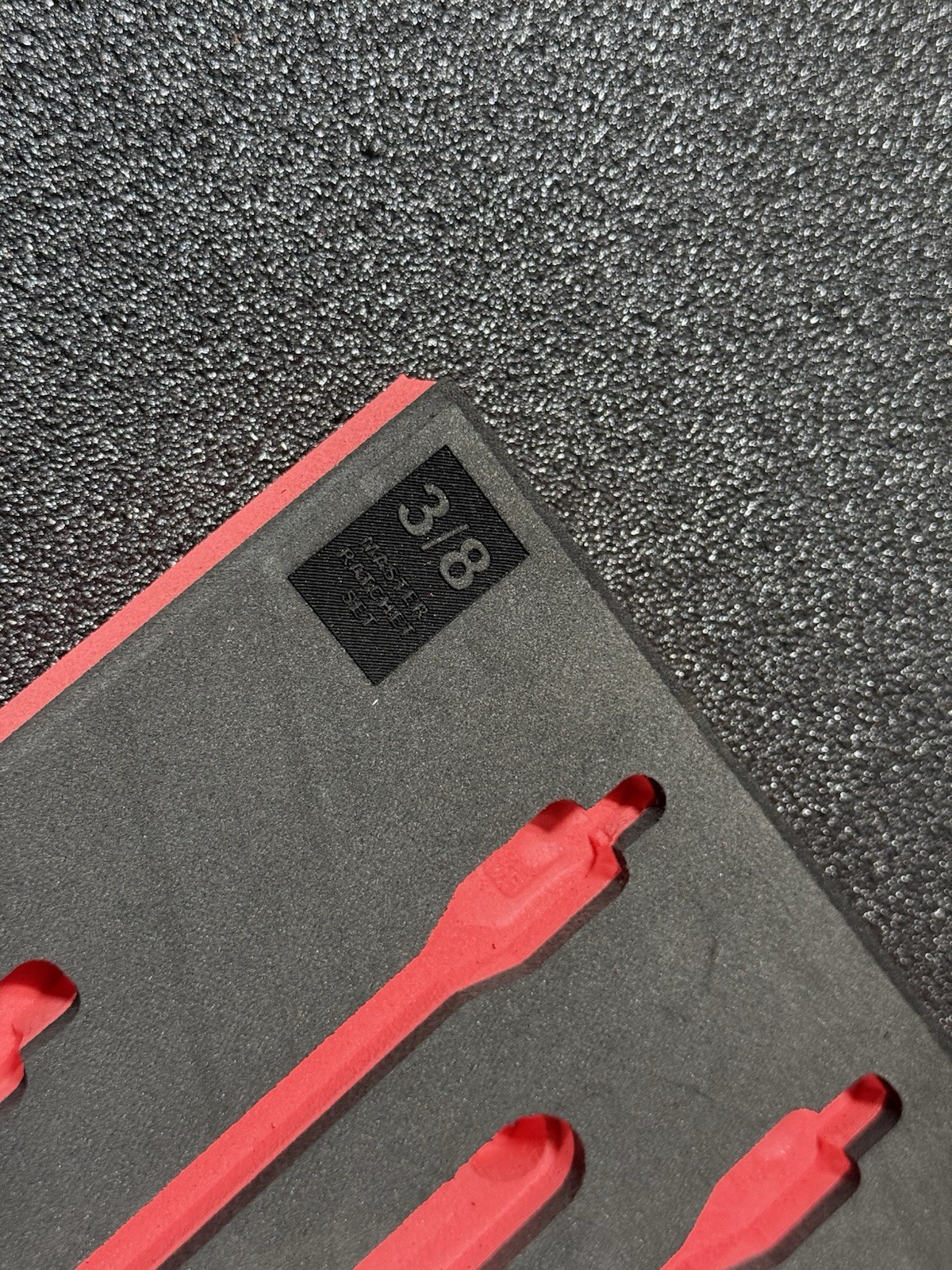 Foam Organizer "3/8 Master Ratchet Set" For Snap-On Ratchets, Black And Red