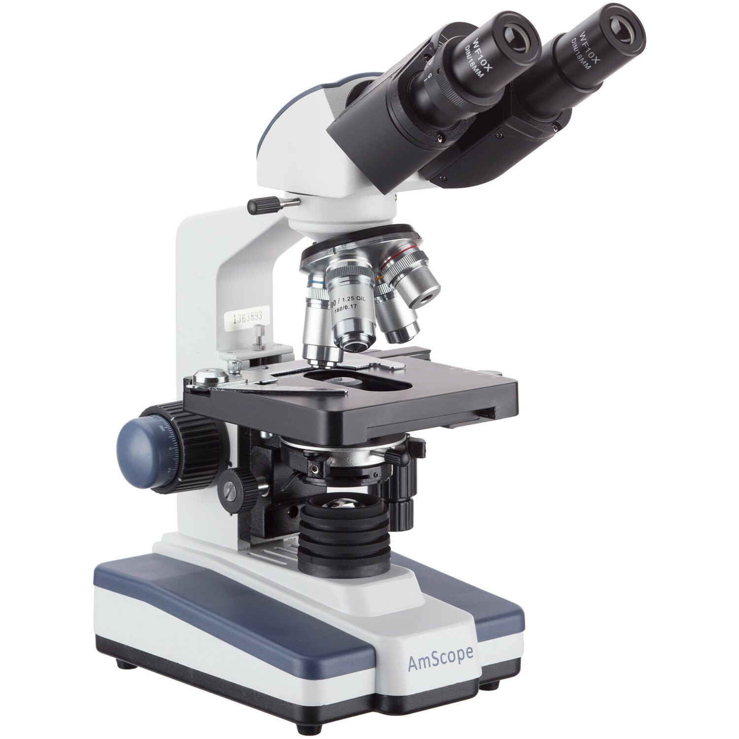 AmScope 40X-2500X LED Lab Binocular Compound Microscope with 3D-Stage B120C