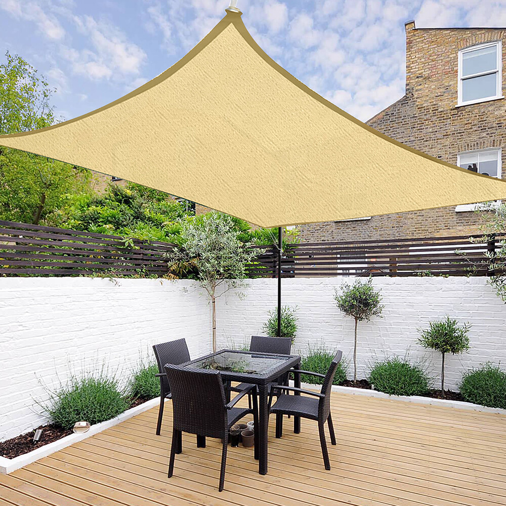 Sun Shade Sail 10' x 10', Square Sand 185GSM UV Block Canopy for Patio Lawn Yard