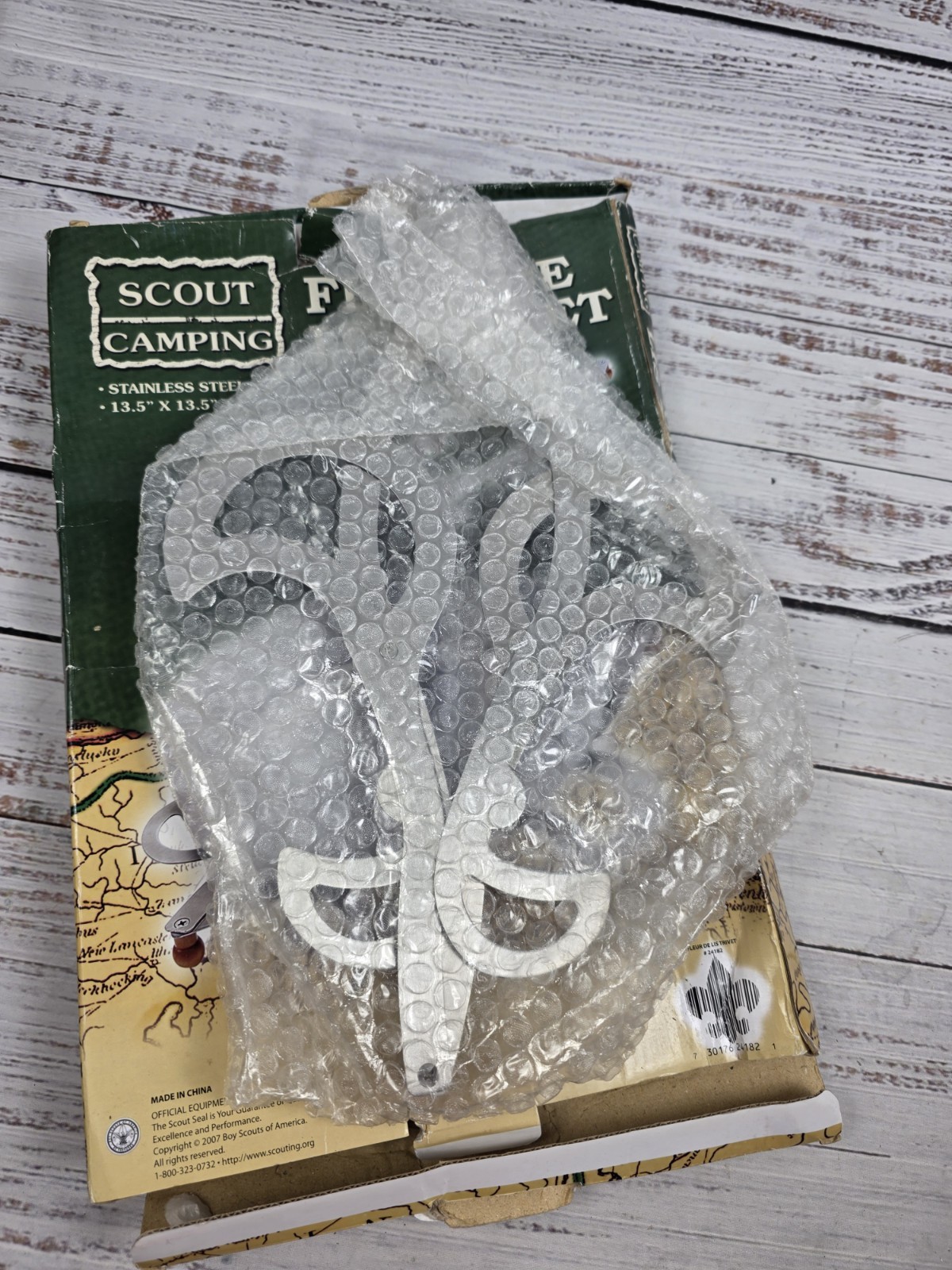 Scout Camping Stainless Steel Fleur De Lis Trivet / AK 2007