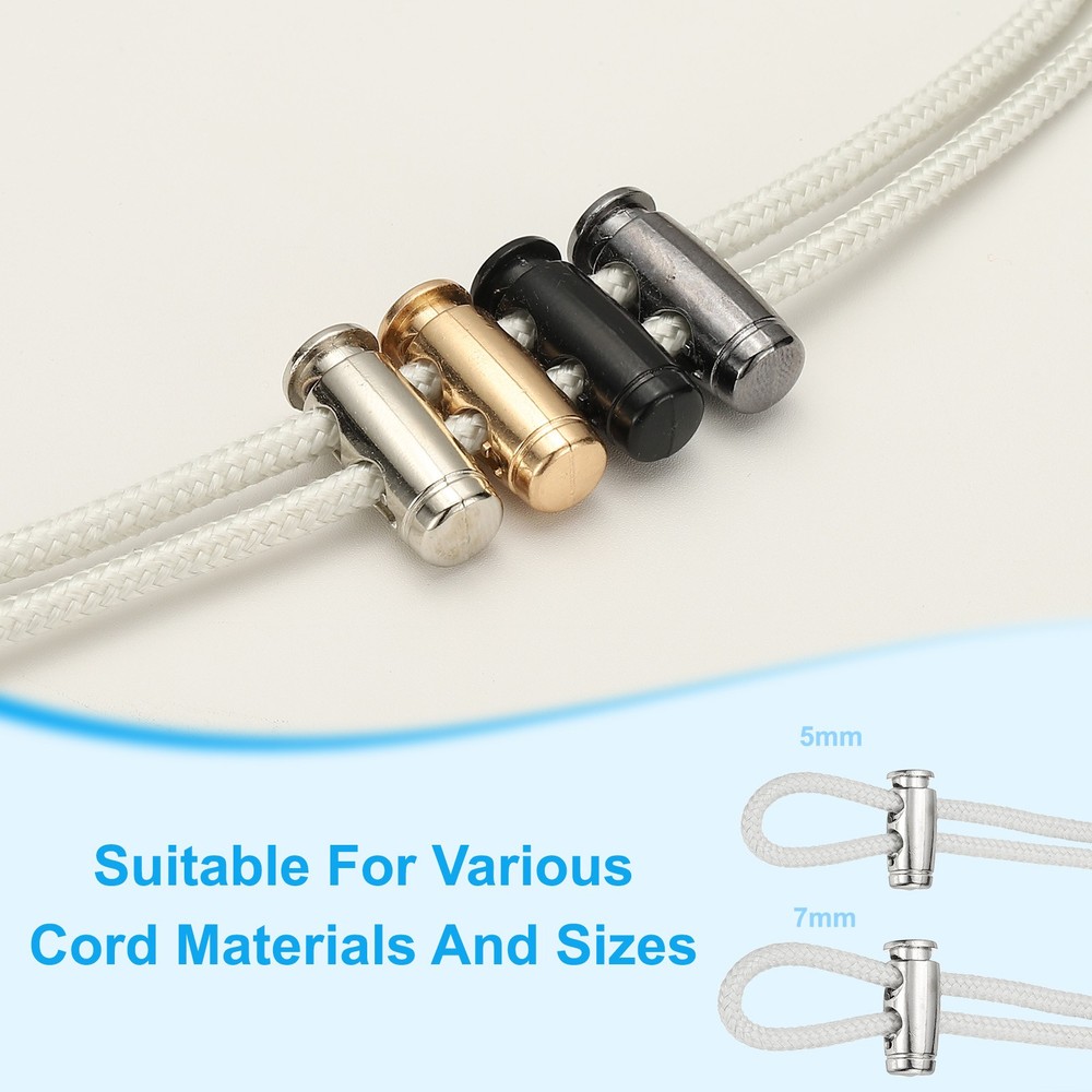 10PCS Metal Cord Locks for Drawstrings, Spring Cord Lock Stopper, Silver
