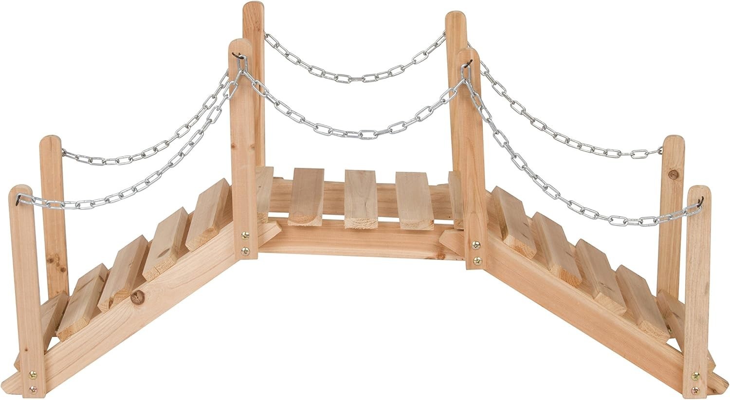 Natural Cedar Wood Garden Bridge with Side Rails - Perfect for Landscape Design