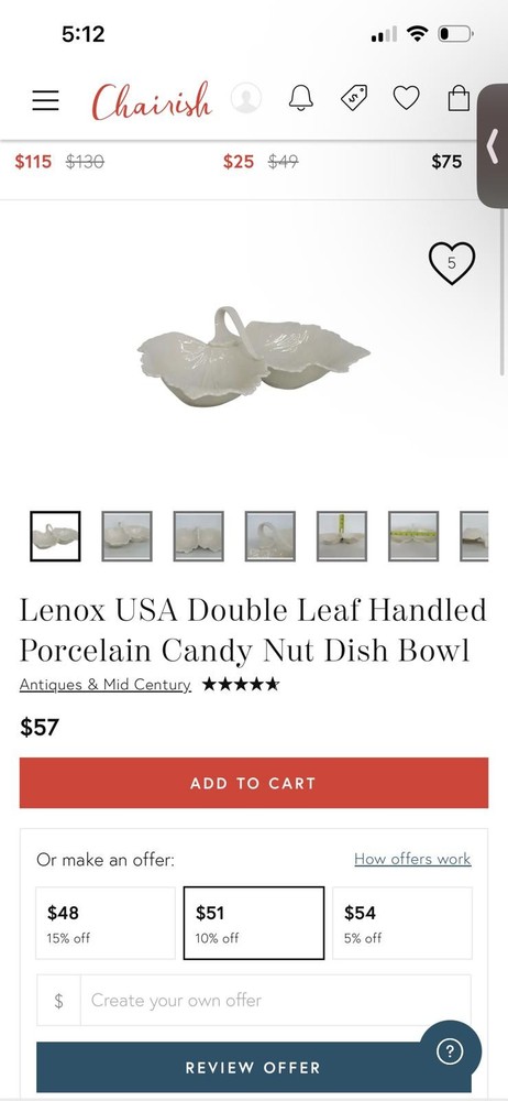 Lenox Cream Porcelain Double Leaf Serving Dish