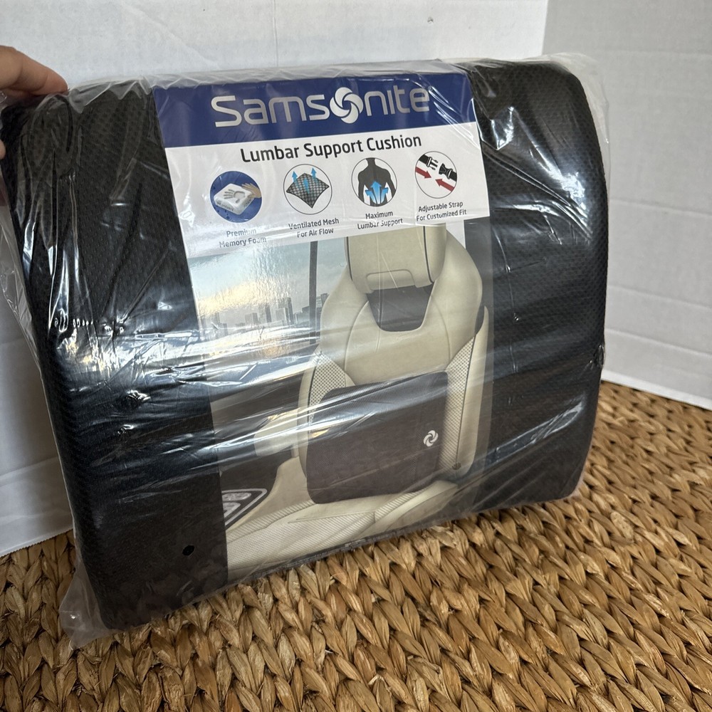 Samsonite Premium Memory Foam Lumbar Back Support Cushion NEW