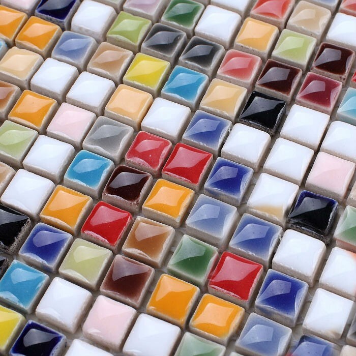 Multi-colored Ceramic Mosaic Mini Square Glazed Porcelain Floor & Wall Tile