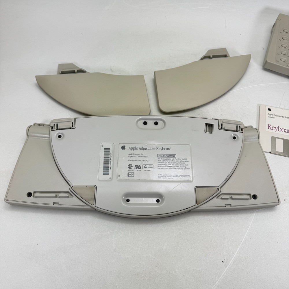 Vintage Apple Mac Adjustable Keyboard M1242 + Numeric Keypad & Disk Ergonomic
