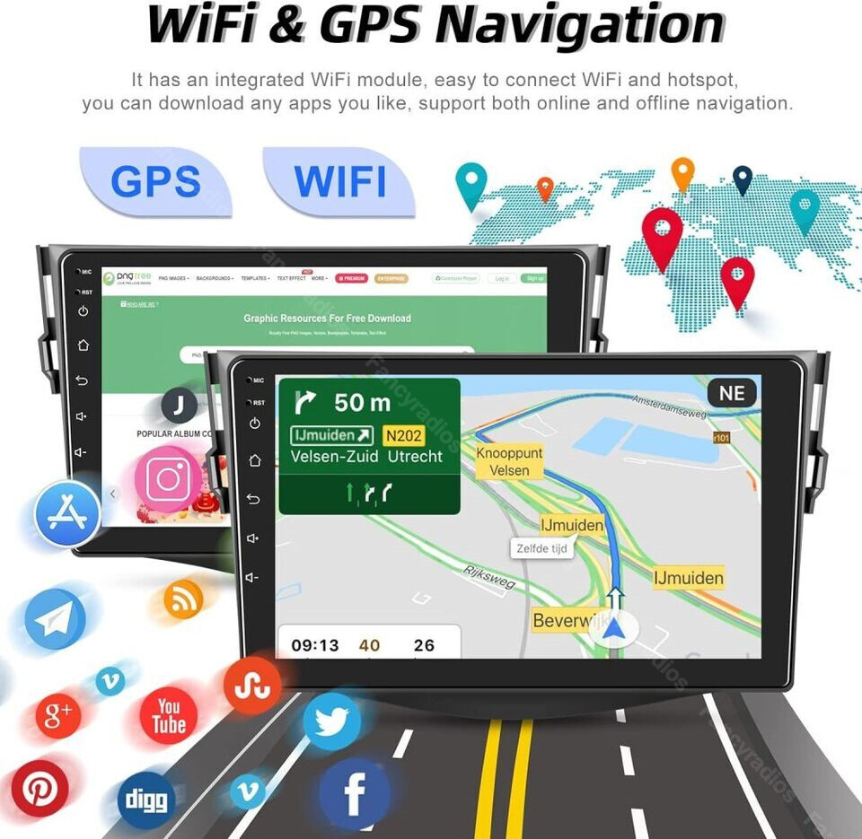 Apple Carplay Car Stereo Radio For Toyota RAV4 2007-2012 Android 15.0 GPS Camera