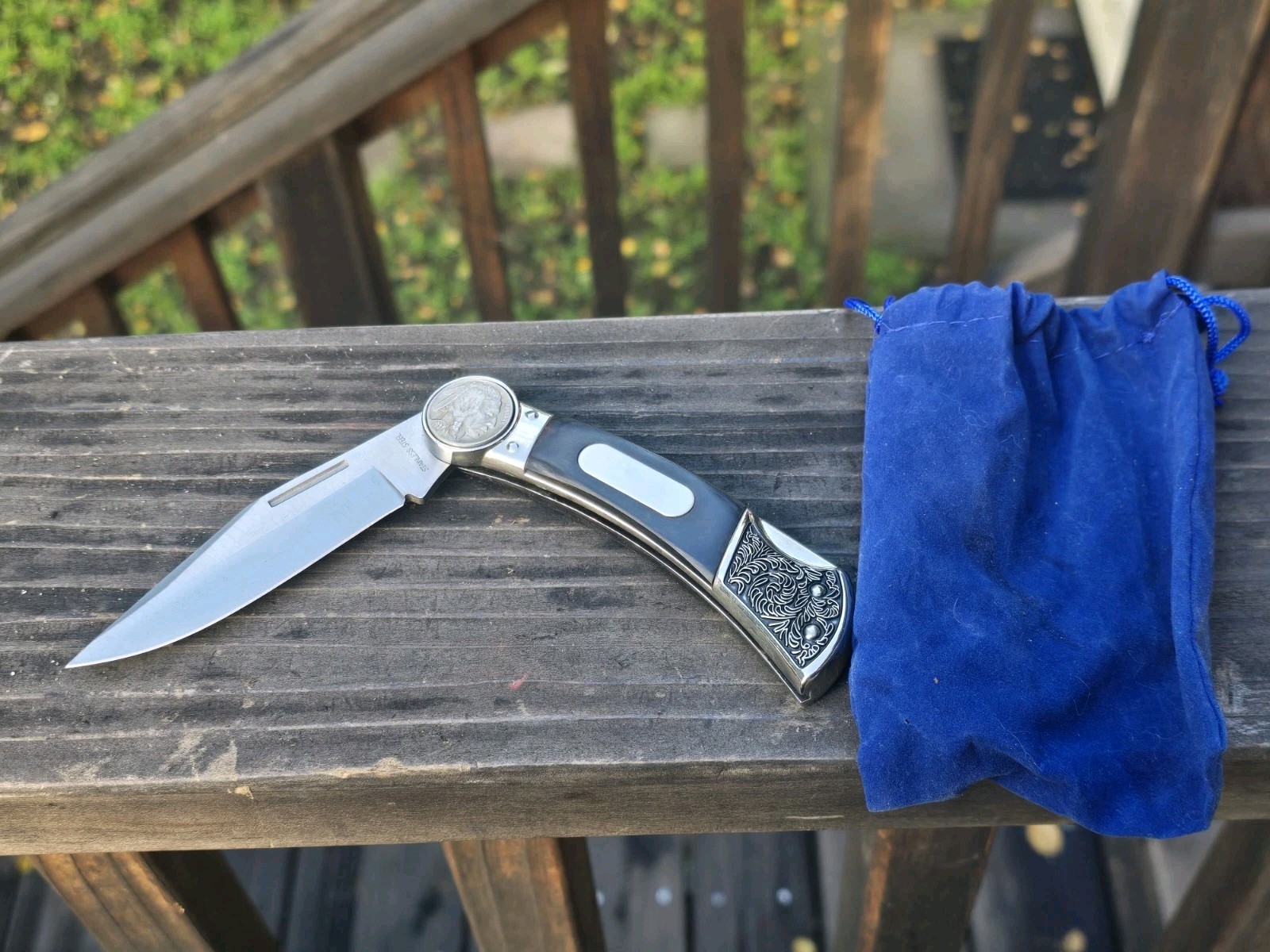 Folding Pocket Knife 1937 Indian Head Nickel Stainless Steel Blade