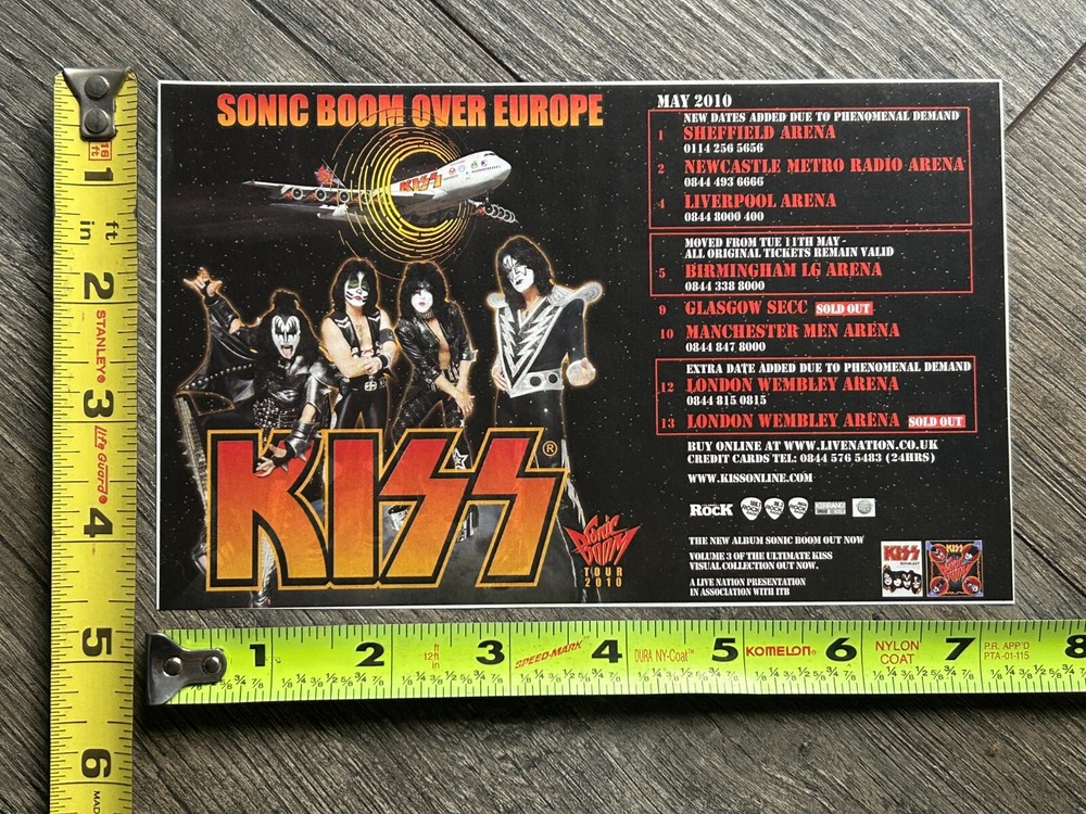 KISS Concert Ad Advert Sonic Boom Over Europe Tour UK May 2010 Vintage Kiss