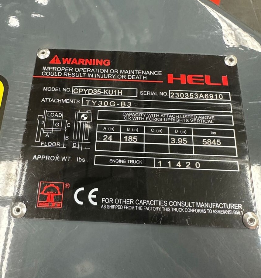 HELI CPYD35 FORKLIFT - 7000 LB