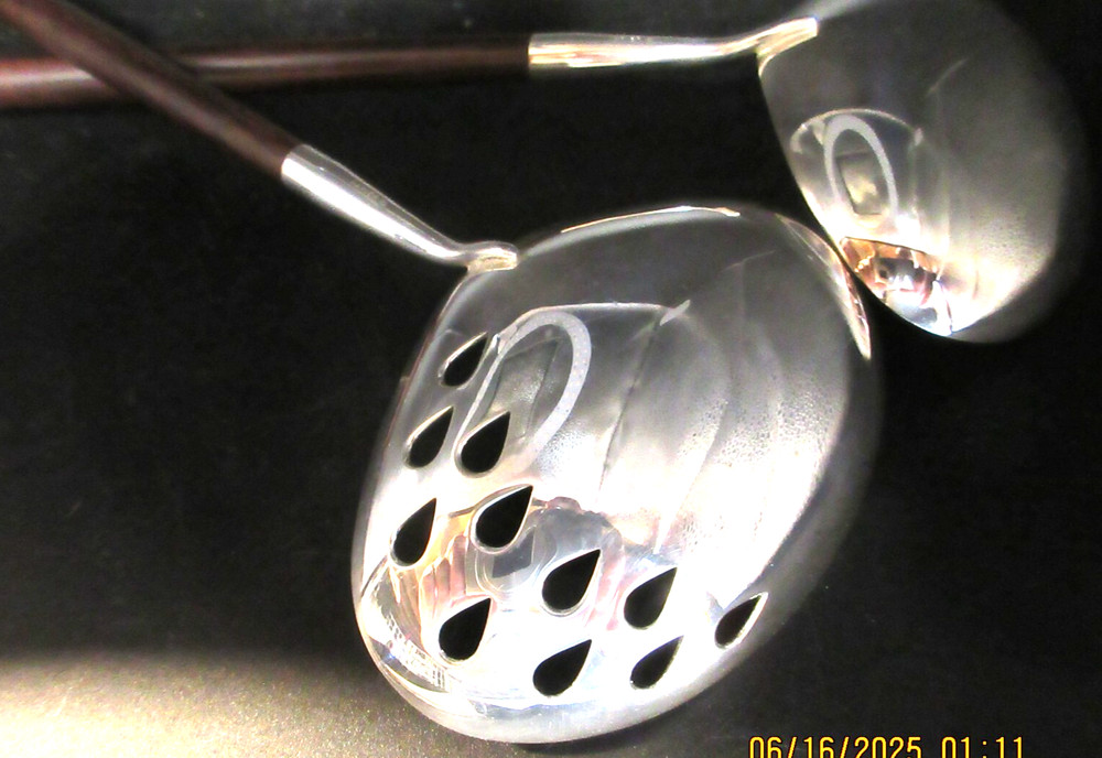 NAPIER~SIGNED~SILVERPLATE~ TWO(2) LARGE OVAL BOWL LADLES WITH ROSEWOOD HANDLES