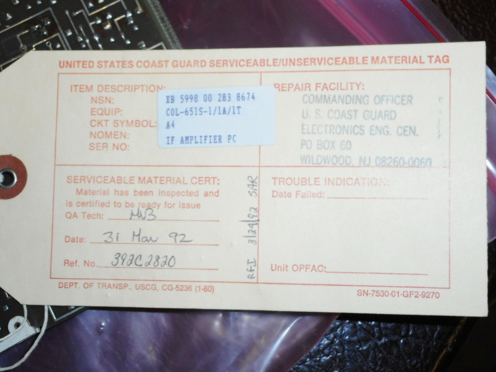 COLLINS 651-S1 IF AMPLIFER BOARD A4 NEW