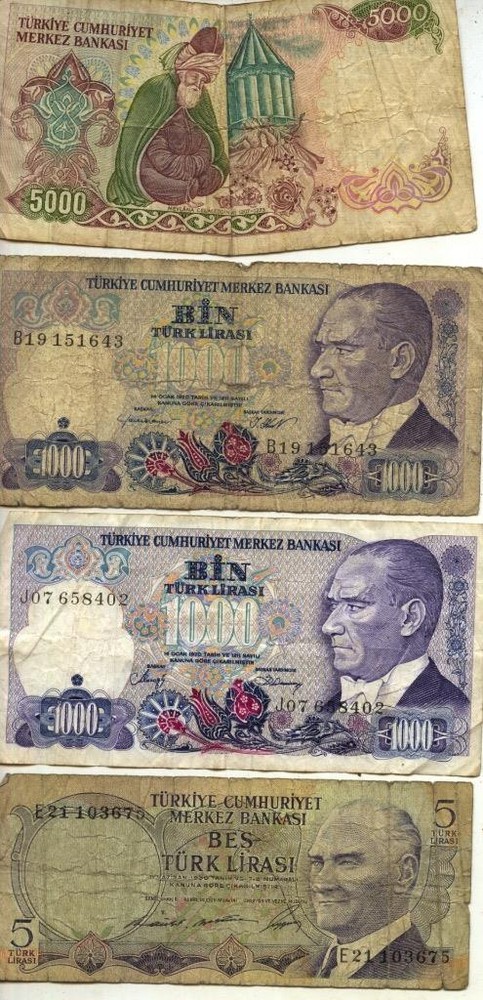 TURKEY 4  ASSORTED  BANK NOTES AS ILLUSTRATED   REF: PER TUR