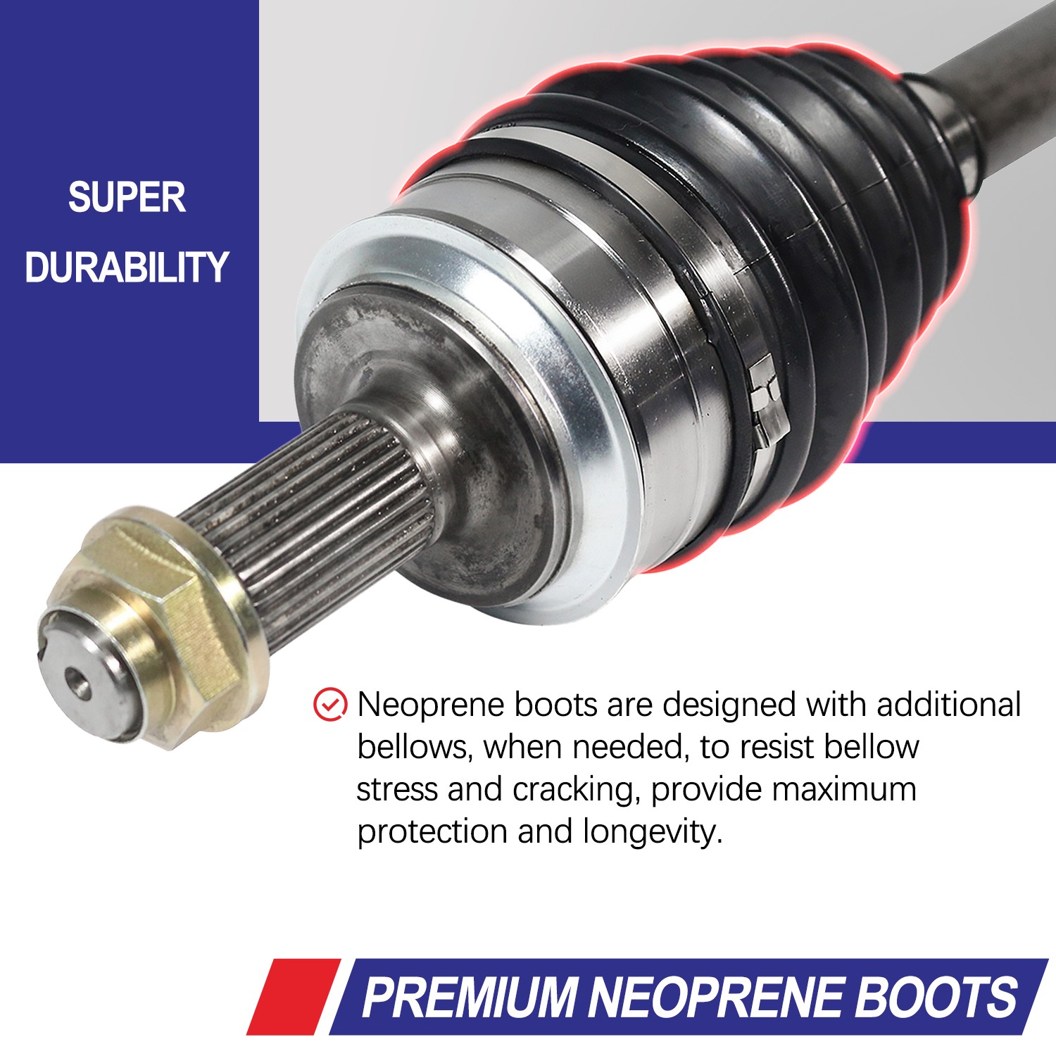 Front Extended Travel CV Axle Shaft for 11-19 Chevy Silverado 2500 HD Pickup OEM