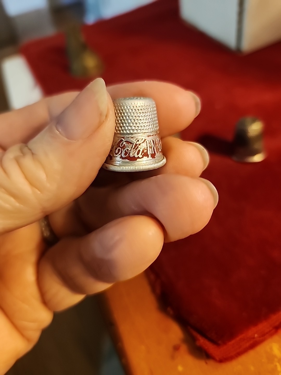 Vintage Aluminum? Thimble Advertising "Drink Coca-Cola in Bottles" Lot Germany