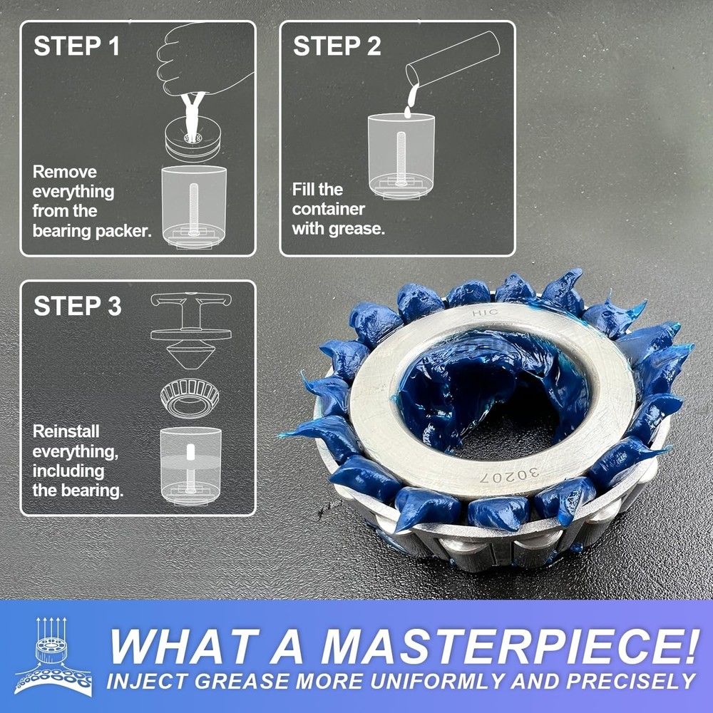 Rotation Handle Bearing Packer Tool - Inject Grease Safely, Easily, Effortlessly