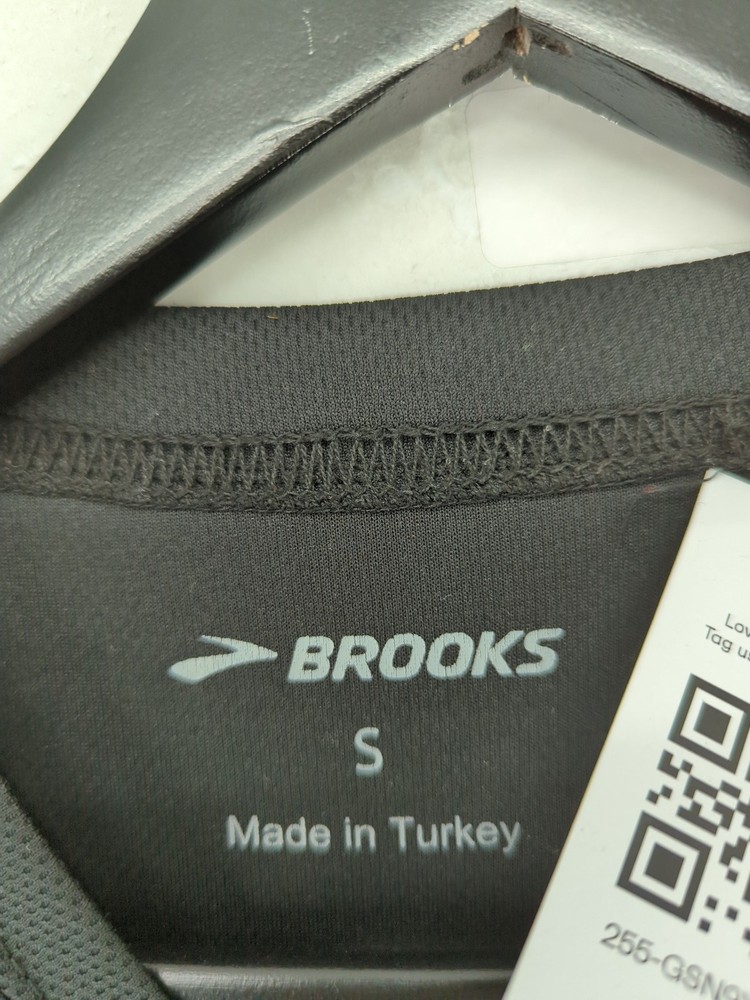 Brooks Men's T-Shirt S Black 100% Polyester Crew Neck Basic