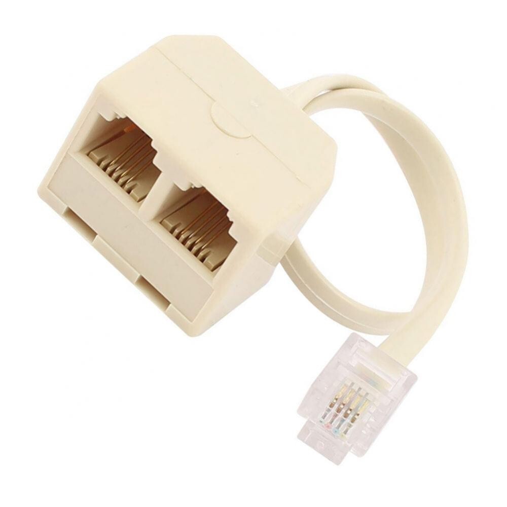 1 To 2 Ways RJ11 6P4C Male Telephone Jack Line Cord Female Splitter adapter Lan