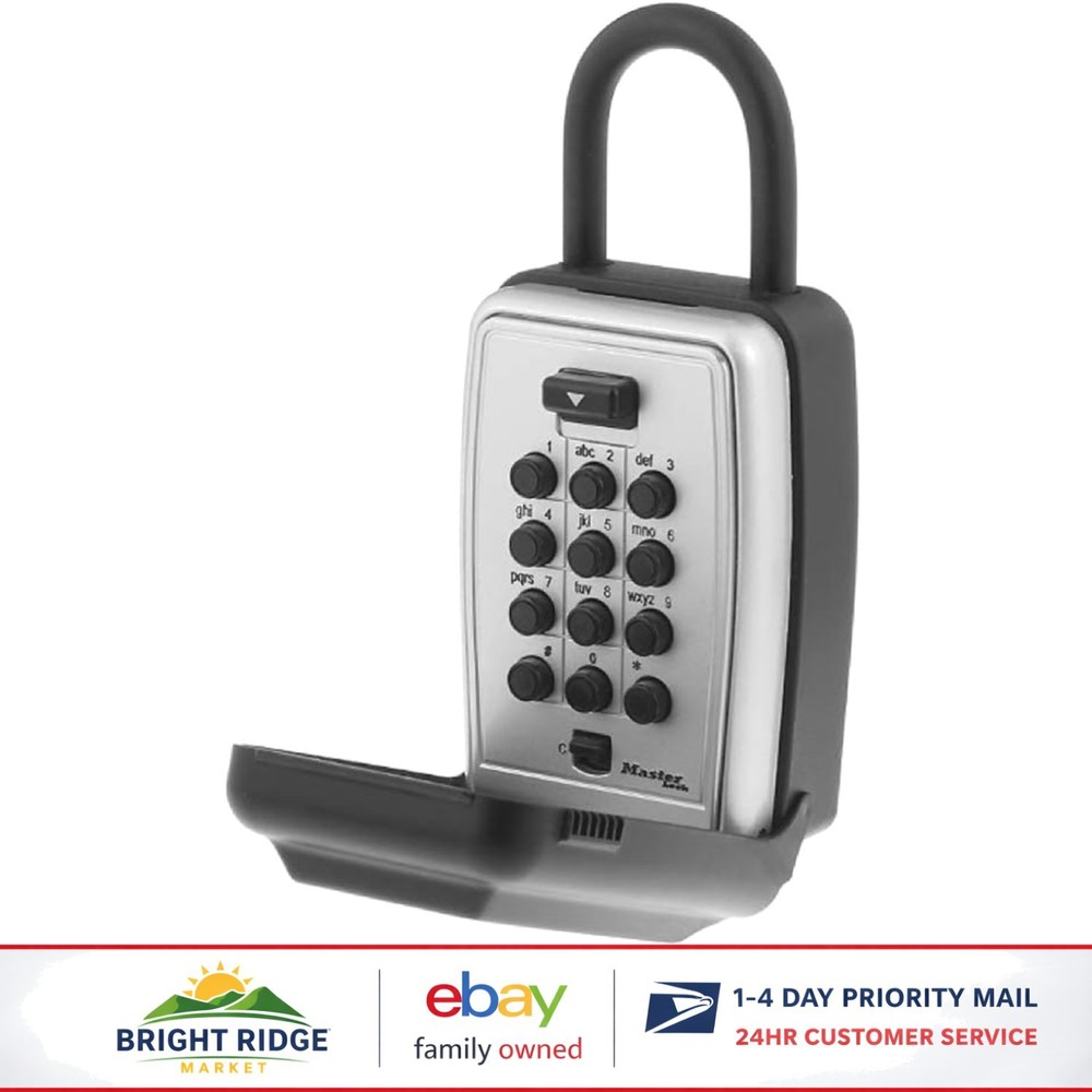 Black Wall Mount Key Lock Box for Secure Key Storage with Resettable Combination