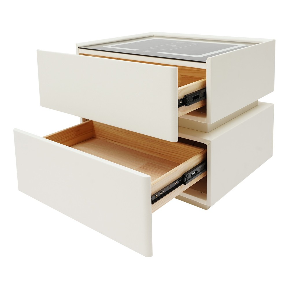 Smart Nightstand W/ Tri color sensor light+Wireless Charging+USB Bedside Table