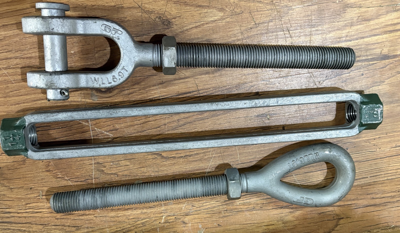 Green Pin Turnbuckle 1 ¼” x 18” GP WLL 6.9T, G-6315 eye-jaw end-fitting 6.9 Ton