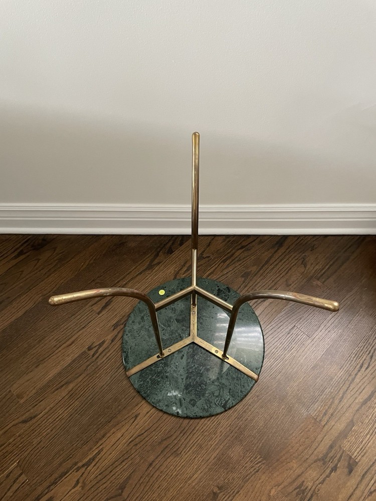 Cedric Hartman Mid-Century Side/End “AE” Marble & Bronze Table