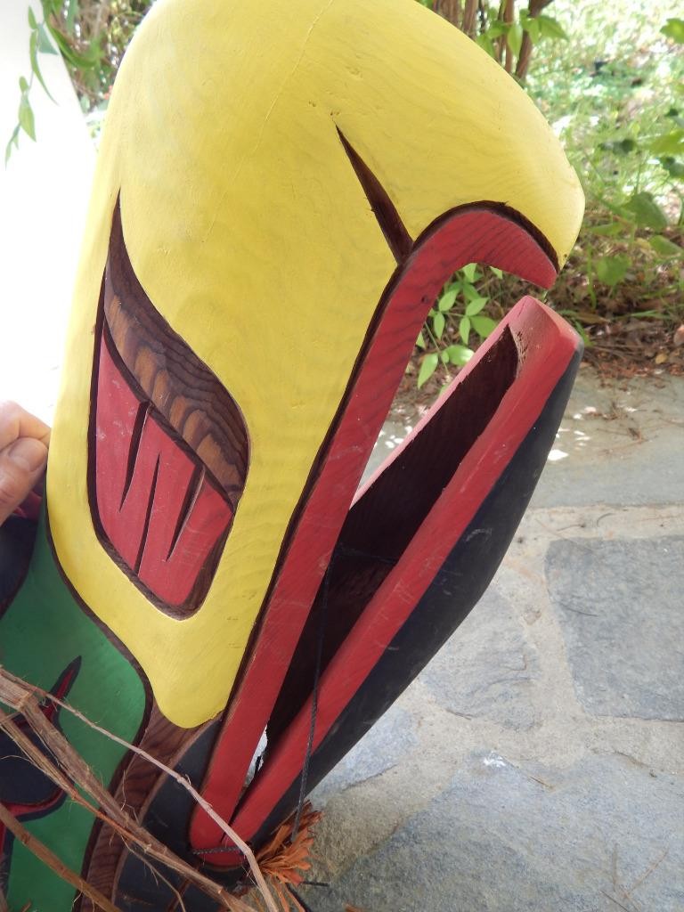 LARGE NW SQUAMISH INDIAN CANADA SGND ARTICULATED EAGLE MASK KURTIS ANTONE XLNT !