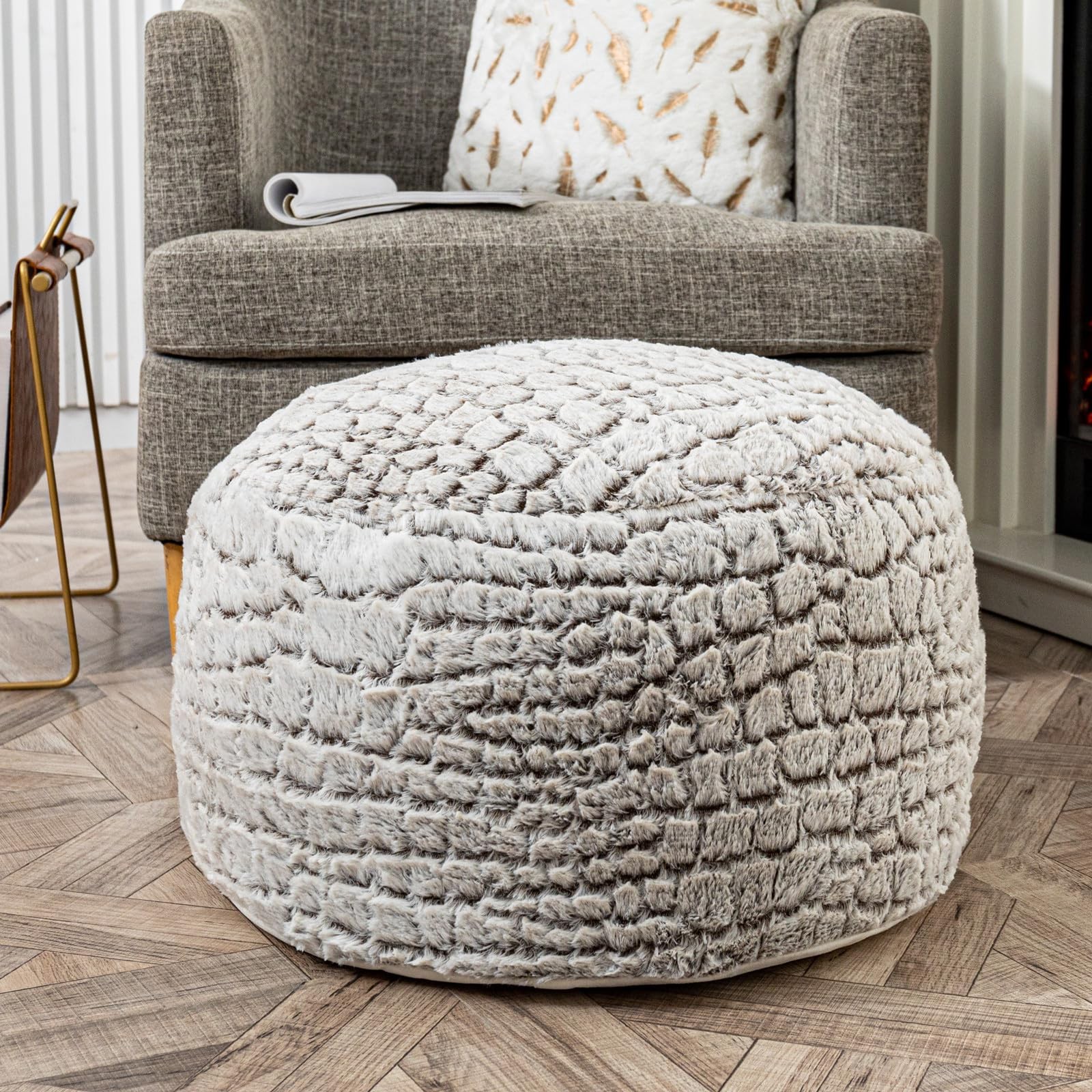 Ottoman Pouf Unstuffed Pouf Ottoman Foot Rest 20x12 Inches Fuzzy Chair Round Ott