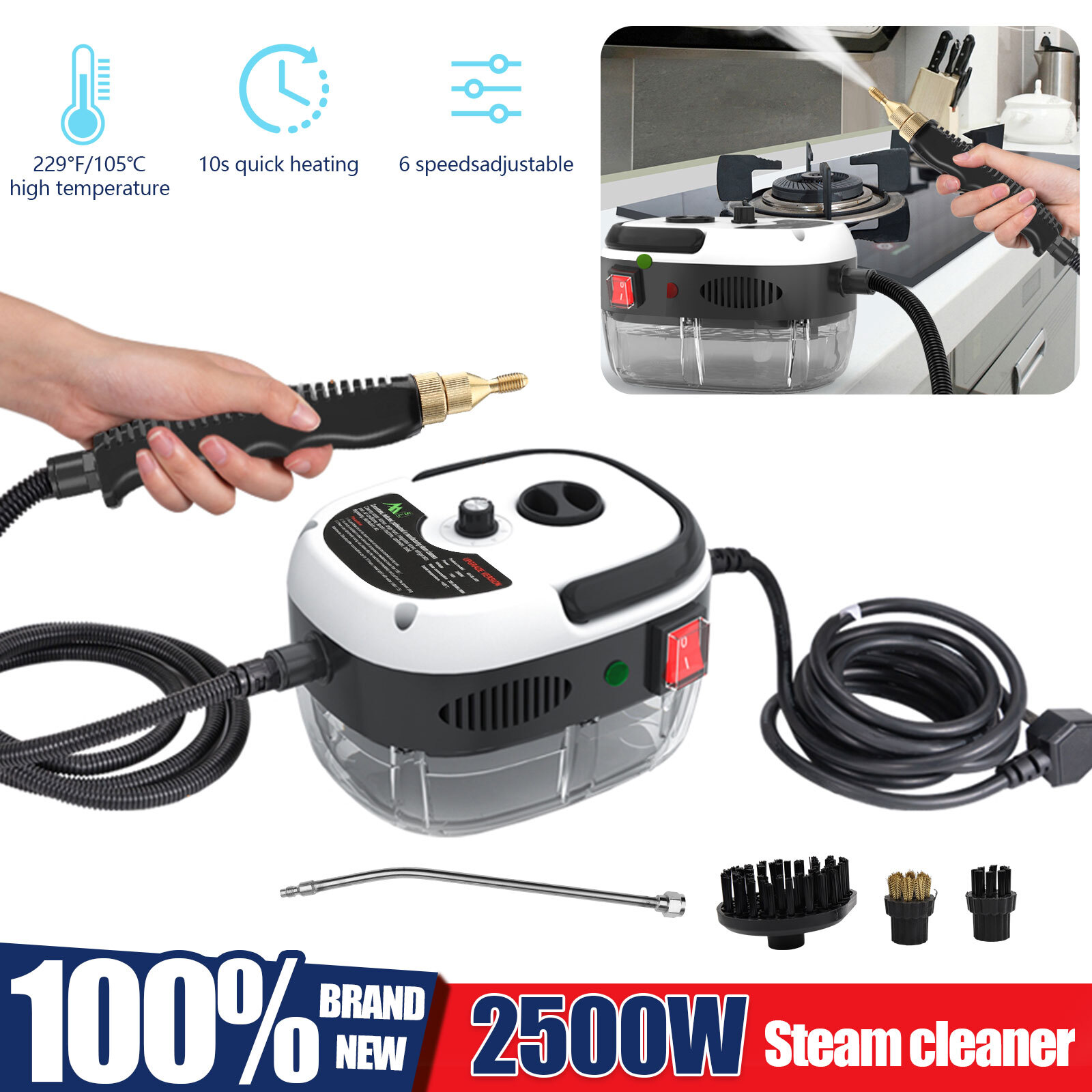 Handheld High Temp Steam Cleaner High Pressure Household Cleaning Machine 2500W