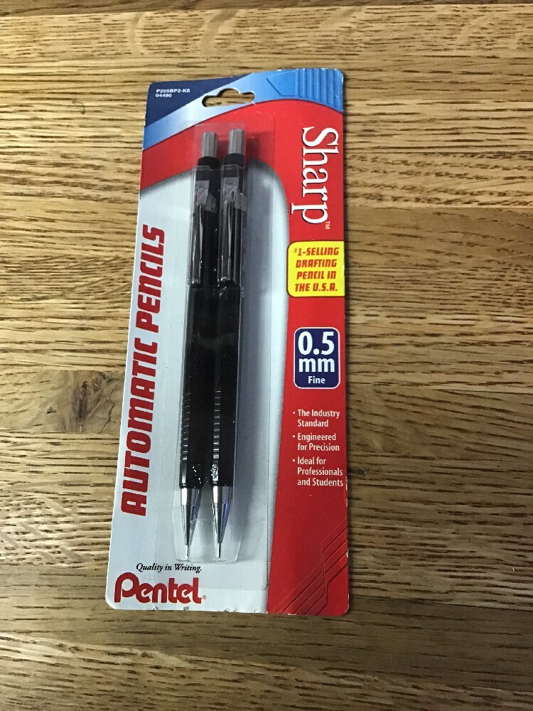 Pentel® Automatic Sharp™ Mechanical Pencils, 0.5 mm, Black, Pack Of 2