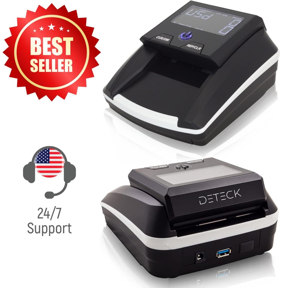 DETECK DT10 Portable Counterfeit Bill Detector Machine Automatic 4-Way Direction