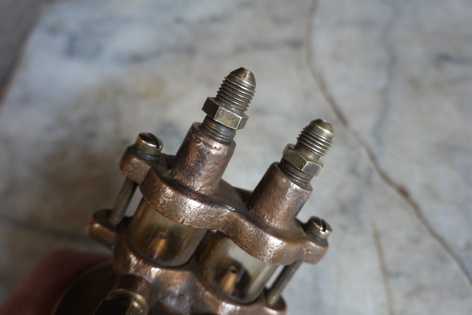 Antique RARE "NEWTONS MACHINE SHOP" 2 DRIP OILER CLEVELAND MARITIME MACHINIST