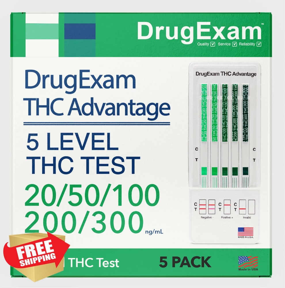 DrugExam 5 Pack Marijuana Test Dip Cards Cannabinoids Rapid