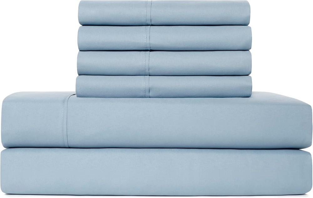 Queen Sheets Set 6 Piece Cooling Bed Sheets with 4 Envelope Pillowcases Soft Mic