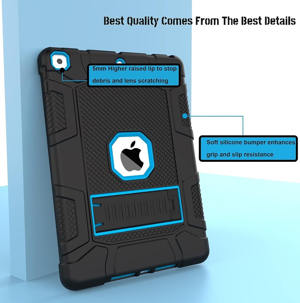 iPad 9th 8th 7th Generation Case Shockproof Heavy Duty Cover + Screen Protector