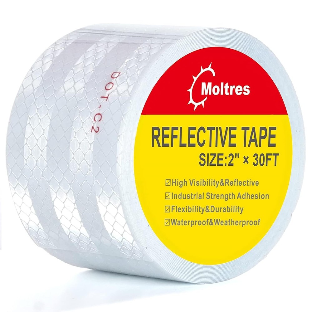 DOT-C2 Reflective Tape,White Silver 2Inch X30 Feet Waterproof White