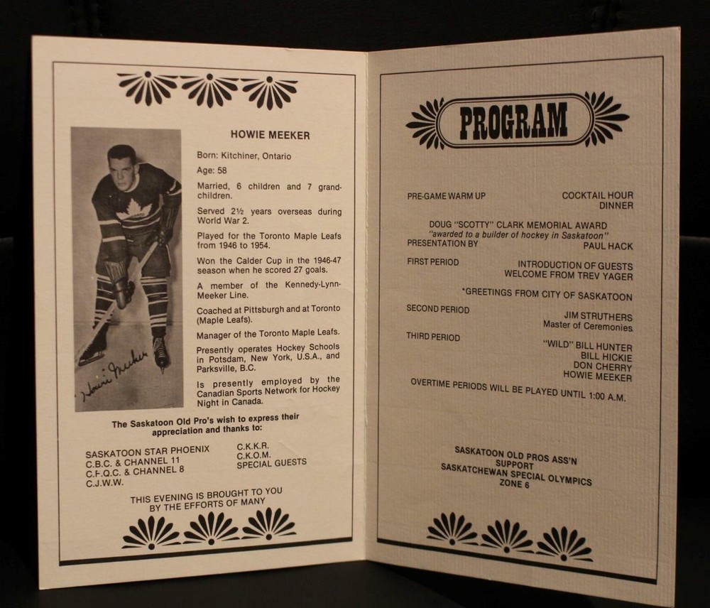 1981 Saskatoon Old Pros Celebrity Roast Program Signed Howie Meeker Don Cherry!