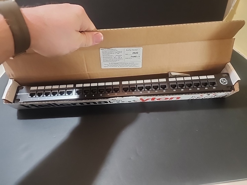 Hellermann Tyton PP110C5E24 Category 5e Universal 24 Port Patch Panel, 1U, Black