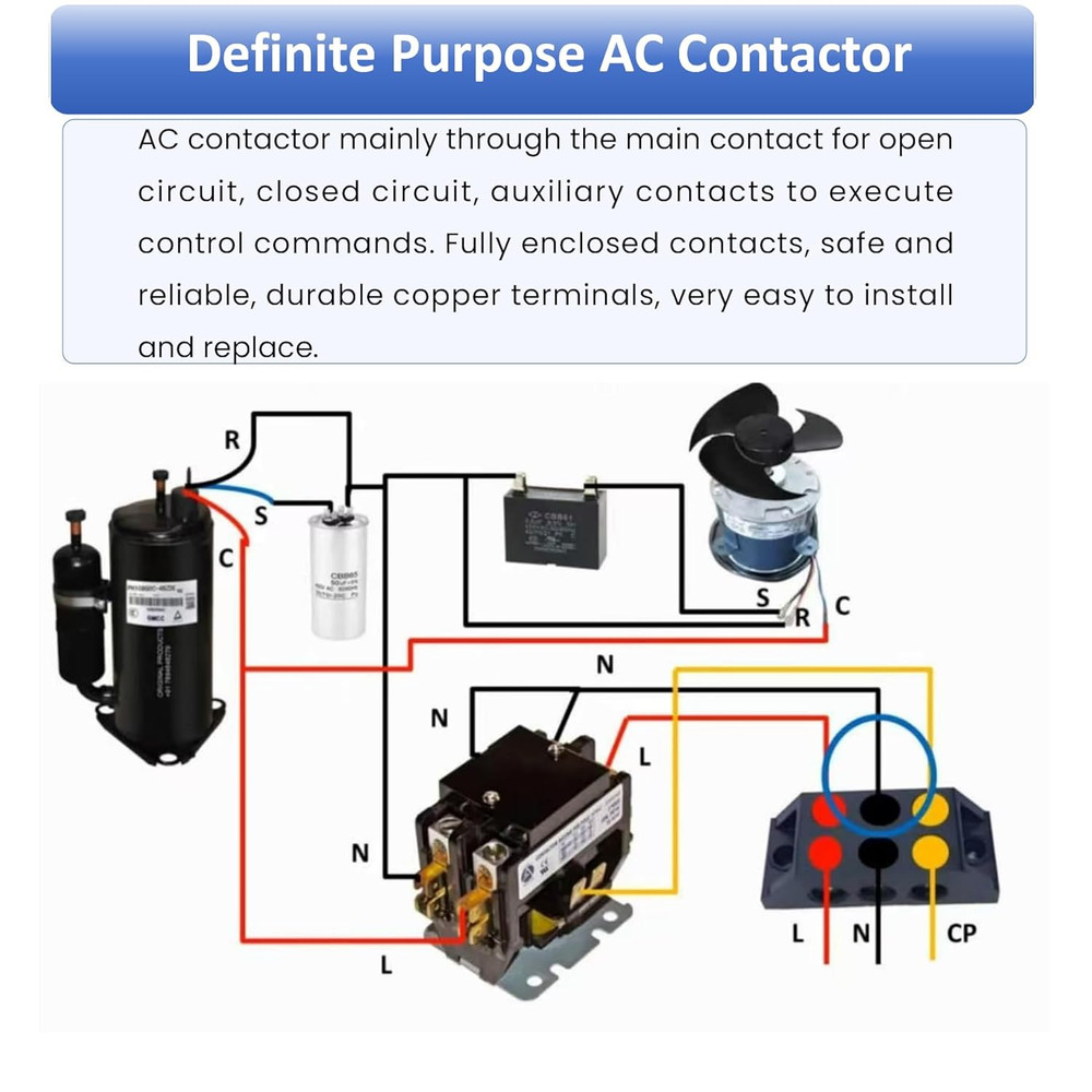 2 Pole 40 Amp 24V Coil Definite Purpose Air Conditioner Contactor, Compressor