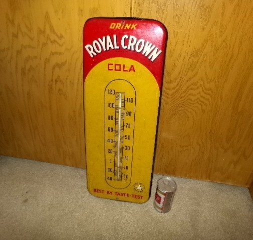 1940's ROYAL CROWN cola large 3 color thermometer