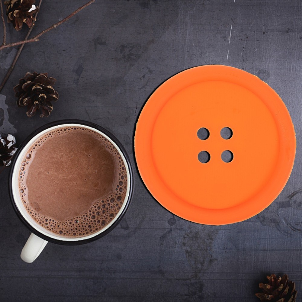 4 Pcs/Pack Silicone Round Coasters Pad Cup Pads Button Shape Mat