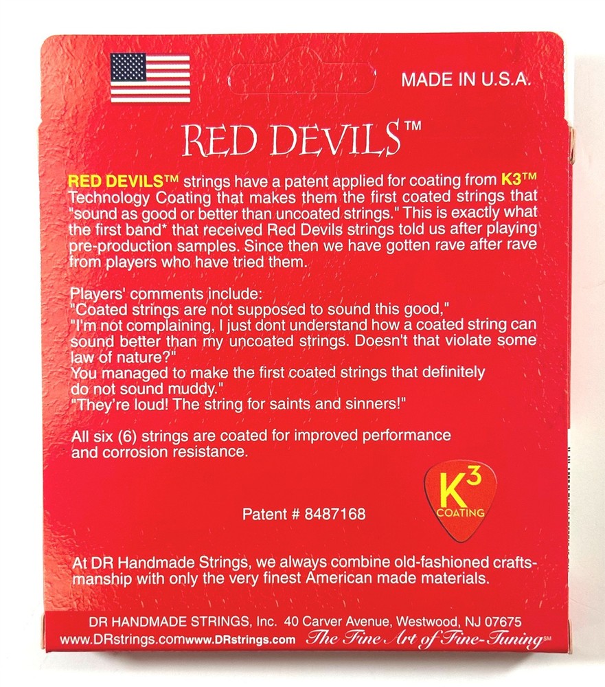 DR Guitar Strings Electric 3 Sets Red Devils K3 High Performance Coated 09-46