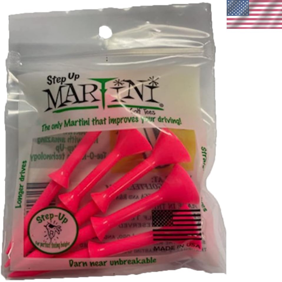 Martini Step-Up Golf Tees - Virtually Unbreakable - Pink