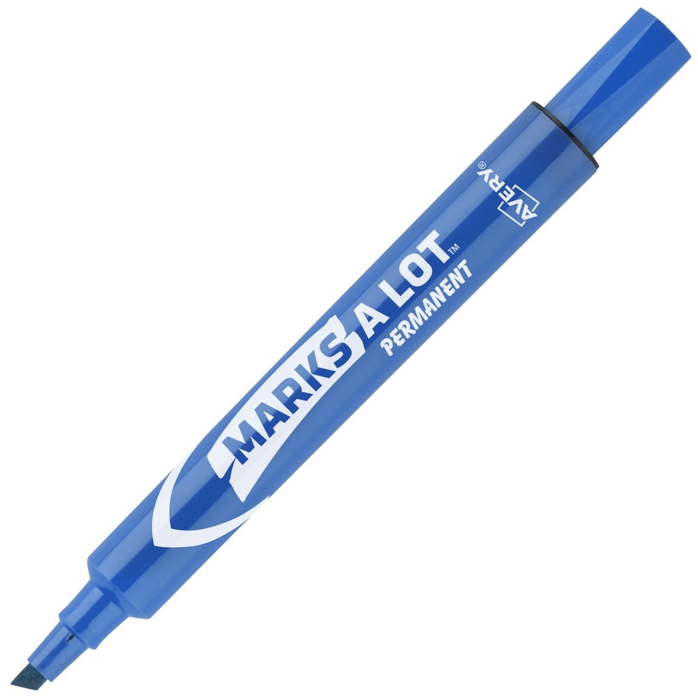 Avery Large Permanent Ink Markers, Chisel Point, Blue Ink