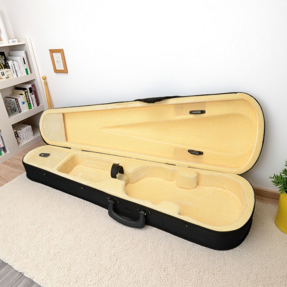 Black Violin Case - 4/4, Beige Interior, Triangle & Durable Cloth Fluff